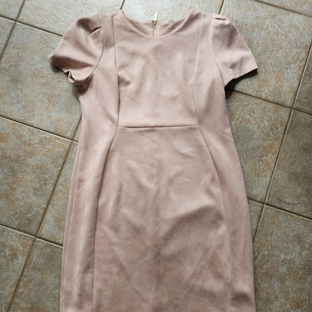 Calvin Klein Pale Pink Short Sleeve Dress, Soft Feels Like Velvet - Picture 5 of 5